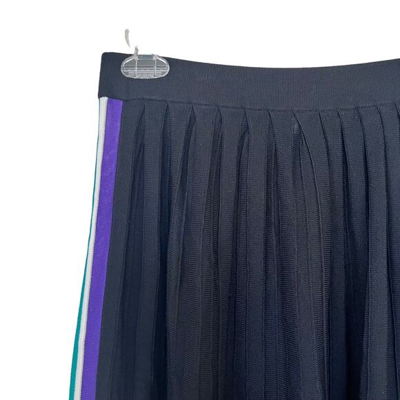 Sandro Croisette racing stripe pleated midi skirt size 2/US M - Picture 4 of 11